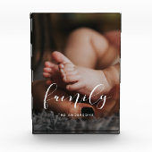 Familienelegantes Kalligraphie-Overlay Fotoblock (Vorderseite)