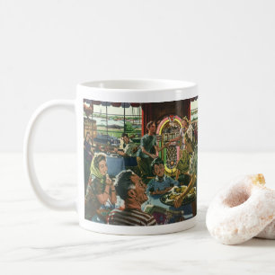 Familienessen im Retro-Diner mit Musikbox Kaffeetasse
