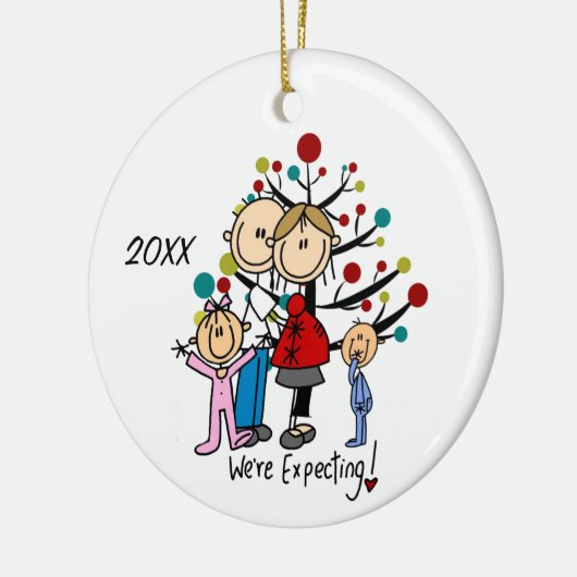 Familienexperte Paar Zwei Kinder Keramik Ornament (Links)