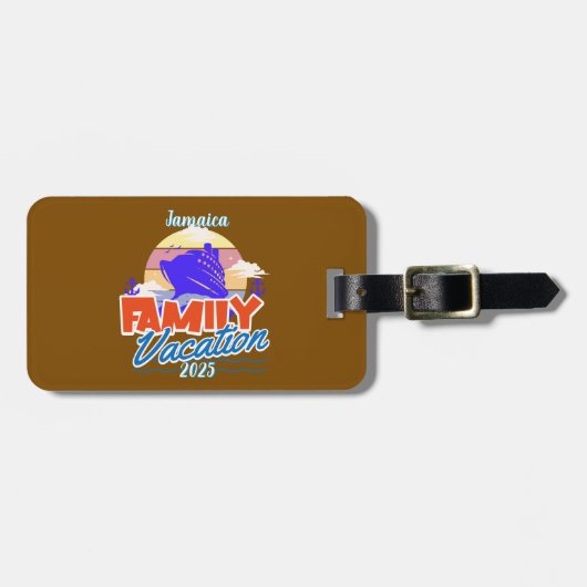 Familienfahrt Braun/Blauer Urlaub Persönlich gesta Gepäckanhänger (Vorderseite horizontal)