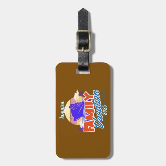 Familienfahrt Braun/Blauer Urlaub Persönlich gesta Gepäckanhänger (Vorderseite vertikal)