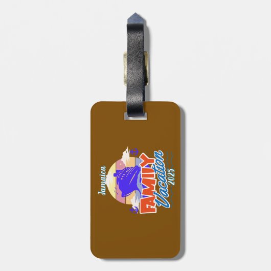 Familienfahrt Braun/Blauer Urlaub Persönlich gesta Gepäckanhänger (Rückseite vertikal)