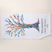 Familienfarbenes Strandhandtuch mit Wiedersehen. (Vorderseite)