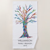 Familienfarbenes Strandhandtuch mit Wiedersehen. (Vorderseite)