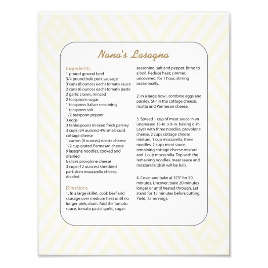 Familienfavorit Rezept Zickzack - Lasagna Fotodruck (Vorne)