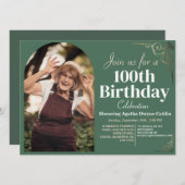 Familienfeier 100. Geburtstagsparty Einfaches Eleg Einladung (Vorne/Hinten)