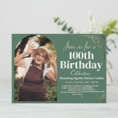 Familienfeier 100. Geburtstagsparty Einfaches Eleg Einladung (Stehend Vorderseite)