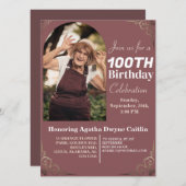 Familienfeier 100. Geburtstagsparty Einfaches Eleg Einladung (Vorne/Hinten)