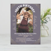 Familienfeier 100. Geburtstagsparty Einfaches Foto Einladung (Stehend Vorderseite)