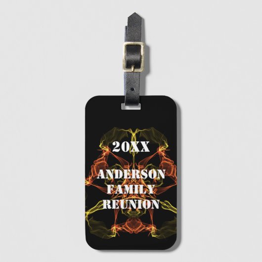 Familienfeier Vivid Yellow Orange Wiedersehen Gepäckanhänger (Vorderseite Vertikal)