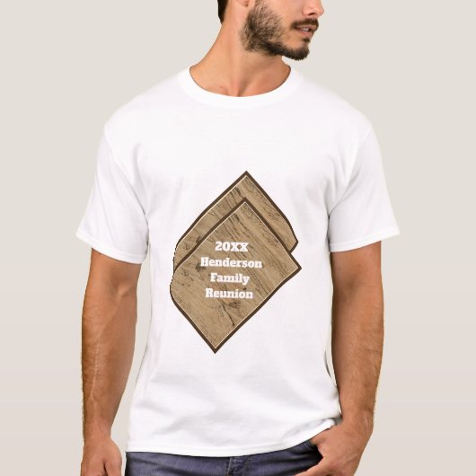 Familienfeier Wiedersehen Brown Woodgrain Outdoor T-Shirt (Vorderseite)