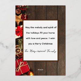 Familienfeierlichkeiten aus Holz Zwei Fotos Folien Feiertagskarte