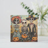 Familienfeiertag Dia de los Muertos Einladung (Stehend Vorderseite)