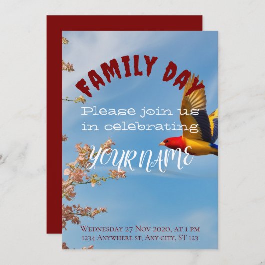 Familienfeiertag Einladung (Vorne/Hinten)