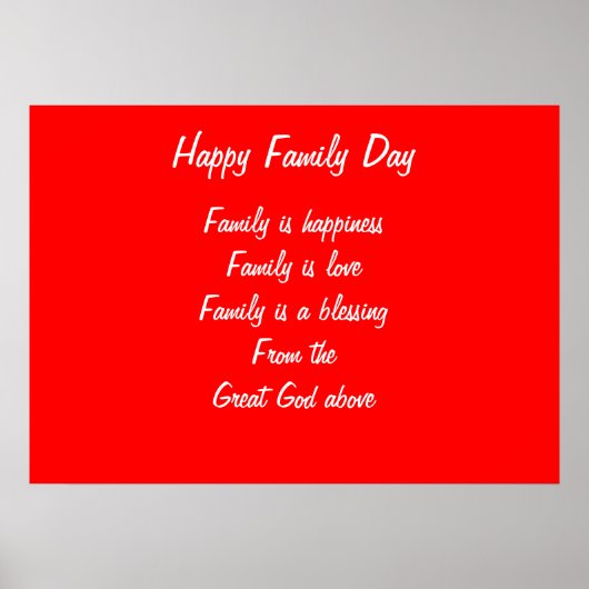 Familienfeiertag Poster (Vorne)