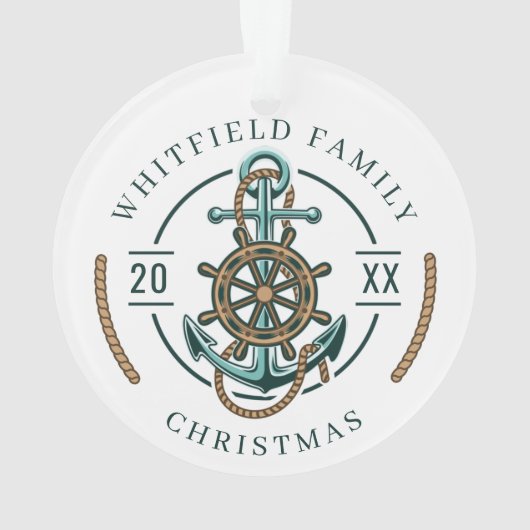 Familienferien Nautic Keepake Weihnachten Ornament (Rückseite)