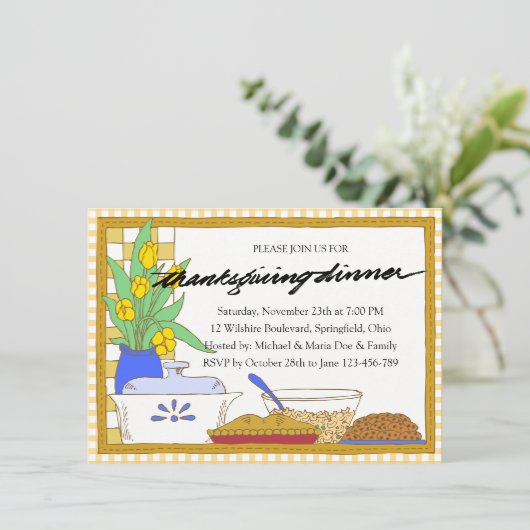 Familienfest Erntedank Abendessen Einladung (Stehend Vorderseite)