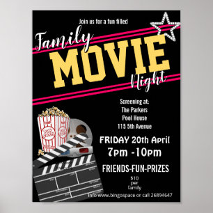 Familienfilmnacht, Filmabend Party PTA-Veranstaltu Poster