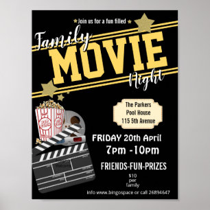 Familienfilmnacht, Filmabend Party PTA-Veranstaltu Poster