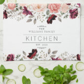 Familienfloral Burgund Geschirrtuch (Gefaltet)