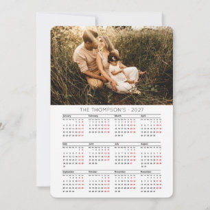 Familienfoto 2027 Kalender 12 Monate Monogramm Feiertagskarte