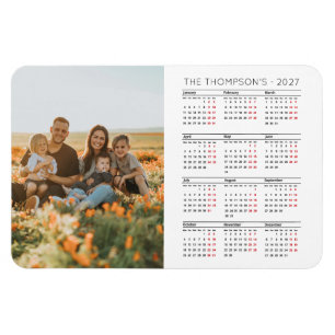 Familienfoto 2027 Kalender 12 Monate Monogramm Magnet