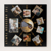 Familienfoto Collage 10 Bilder Schwarzer Goldname Puzzle (Horizontal)