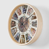 Familienfoto Collage 13 Bauernhof Lt Wood Custom Uhr (Winkel)