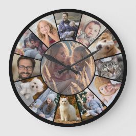 Familienfoto Collage 13 Instagram Bilder Easy Blac Große Wanduhr