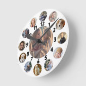 Familienfoto Collage 13 Instagram Pictures | weiß Runde Wanduhr (Winkel)