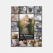 Familienfoto Collage 15 Bilder + Name Schwarz Easy Fleecedecke (Vorderseite)