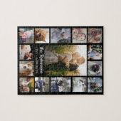 Familienfoto Collage 15 Bilder + Name Schwarz Easy Puzzle (Horizontal)