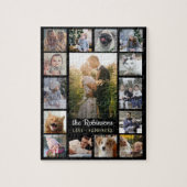 Familienfoto Collage 15 Bilder + Name Schwarz Easy Puzzle (Vertikal)