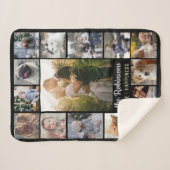 Familienfoto Collage 15 Bilder + Name Schwarz Easy Sherpadecke (Vorderseite (Horizontal))