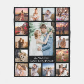 Familienfoto Collage 15 Bilder + Name Schwarz Fleecedecke (Vorderseite)