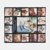 Familienfoto Collage 15 Bilder + Name Schwarz Fleecedecke (Vorderseite (Horizontal))