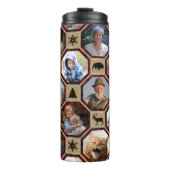 Familienfoto Collage 15 Red Black Buffalo Kariert Thermosbecher (Vorderseite)