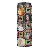 Familienfoto Collage 15 Red Black Buffalo Kariert Thermosbecher (Rückseite)