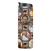 Familienfoto Collage 15 Red Black Buffalo Kariert Thermosbecher (Nach rechts gedreht)