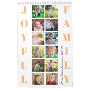 Familienfoto-Collage 2027 monogramm weiß Kalender