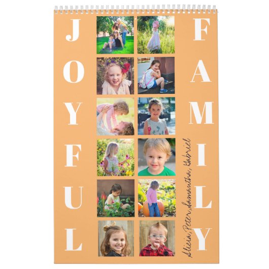 Familienfoto-Collage 2027 monogrammiert orange Kalender (Titelbild)
