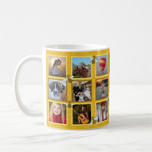 Familienfoto Collage 20 Bilder + Name Honeybees Kaffeetasse (Links)
