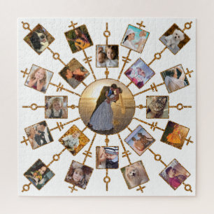 Familienfoto Collage 21 Bilder Hübsch White Gold Puzzle