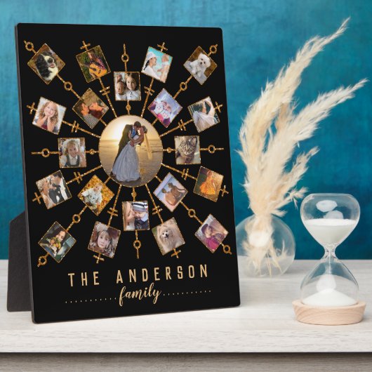 Familienfoto Collage 21 Bilder Schwarzes Gold + Na Fotoplatte (Seite)