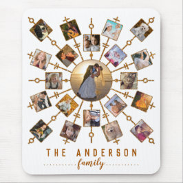 Familienfoto Collage 21 Bilder Weißes Gold + Name Mousepad