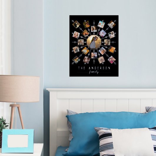 Familienfoto Collage 21 Bildername Schwarzer Silbe Foliendrucke (In Situ (Schlafzimmer))