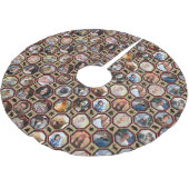 Familienfoto Collage 28 Red Buffalo Karierte Quilt Polyester Weihnachtsbaumdecke (Schrägansicht)