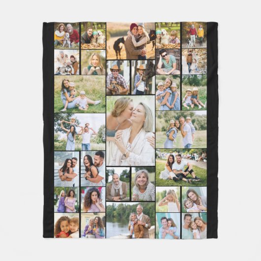 Familienfoto Collage 31 Picture Black Fleecedecke (Vorderseite)