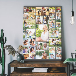 Familienfoto Collage 31 Picture Dark Gray Tall Leinwanddruck