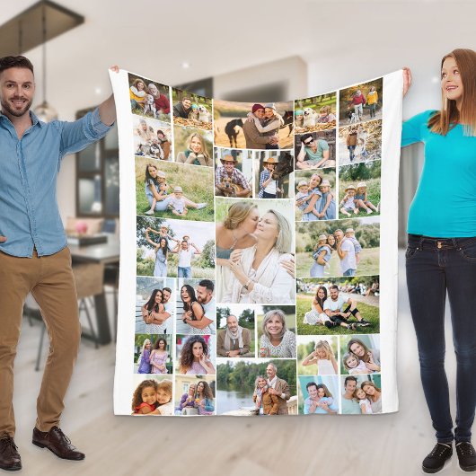 Familienfoto Collage 31 Picture White Fleecedecke